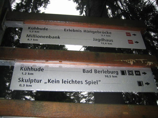 Das Streckenschild von Kühhude bis Jagdhaus!